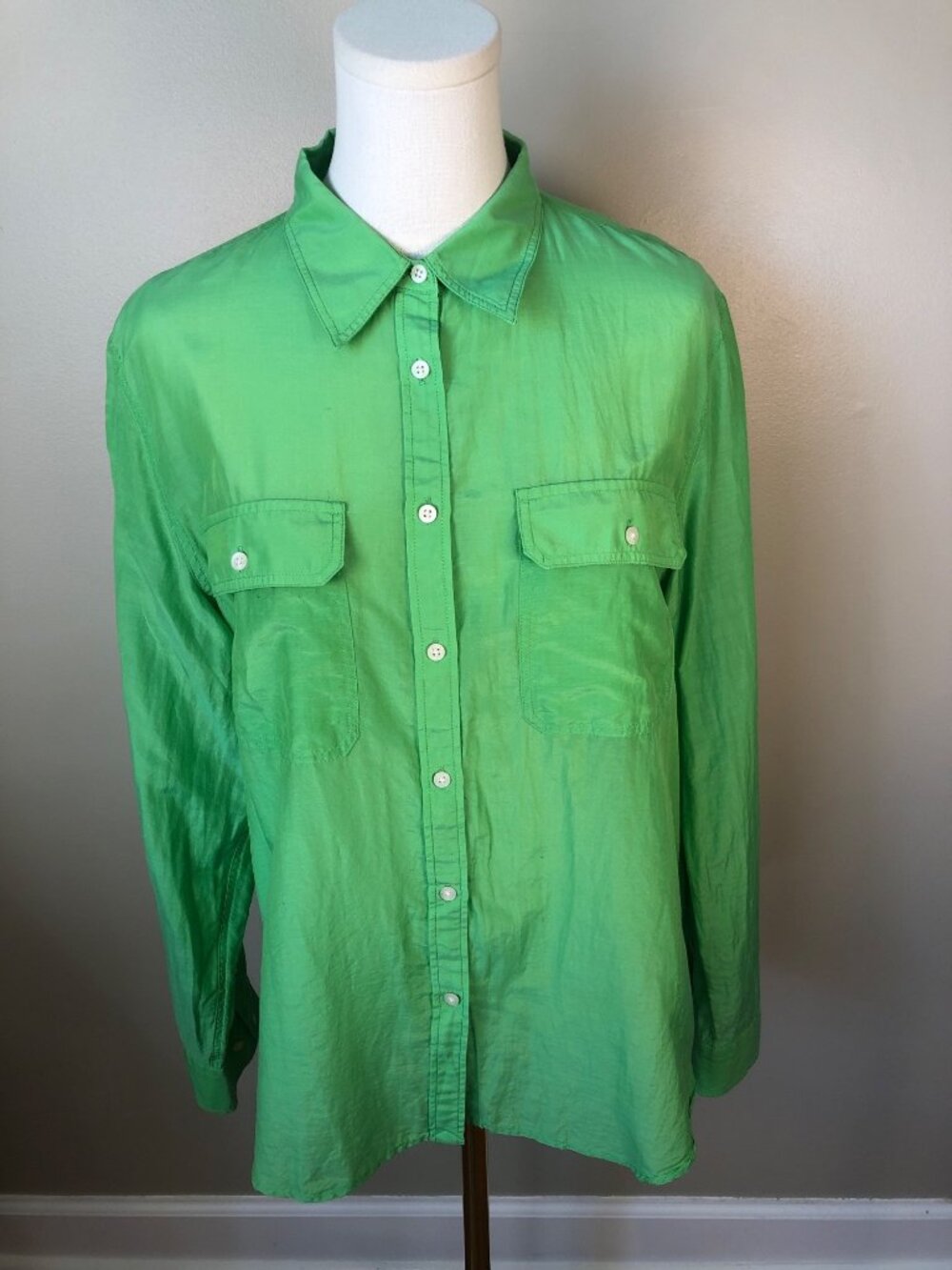 Lauren Ralph Lauren Featherweight Button Front Blouse Classic Minimalist Size XL